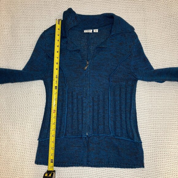 Cato Women's Medium Blue Zip-Up Knit Sweater Cardigan Grunge Whimsigoth Indie - Picture 7 of 8
